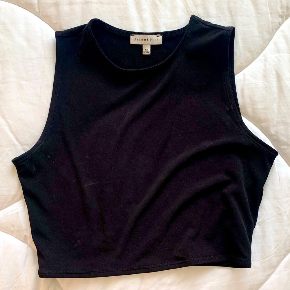 Gianni Bini Black Stretch Crop Tank